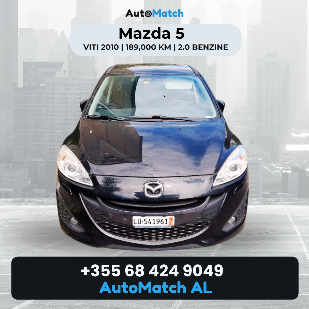 Mazda 5 me 7 vende - Shitet

✨ E sapoardhur nga Zvicra – dogana e paguar!
2.0 Benzinë, Manual
📆 Dhjetor 2010 | ⏱ 189,000 km
👨‍👩‍👧‍👦 Super makinë familjare 7-vendëshe, praktike me dyer anësore lëvizëse.
⚙️ Motor 2.0 benzinë, ideal për impiant gazi (shumë ekonomike).
🆕 Përfshirë 4 goma të reja (me etiketa, të pa vendosura).

✅ Komfort, hapësirë dhe siguri – perfekte për udhëtime familjare!

📍 Tiranë | 💰 5,600 Euro
📲 Kontakto: AutoMatch AL – +355 68 424 9049

#mazda #mazda5 #makinefamiljare #7vende #taxi #makinashitet #autozvicra #automatchal #blitani #benzine #monovolume 